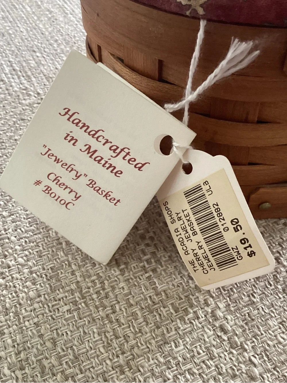 Ulrika Basketry Cherry Jewelry Basket Trinket Wildlife Design Maine